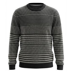 Black and White Patterned Knit Sweater